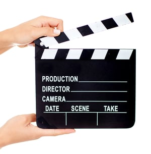 Movie clapperboard - isolated over a white background